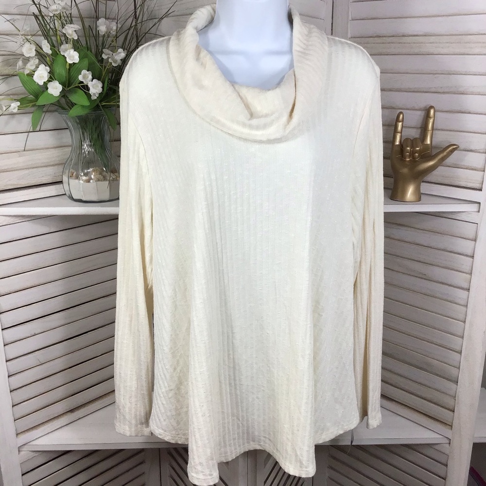 Style & Co warm ivory cowl neck blouse XL